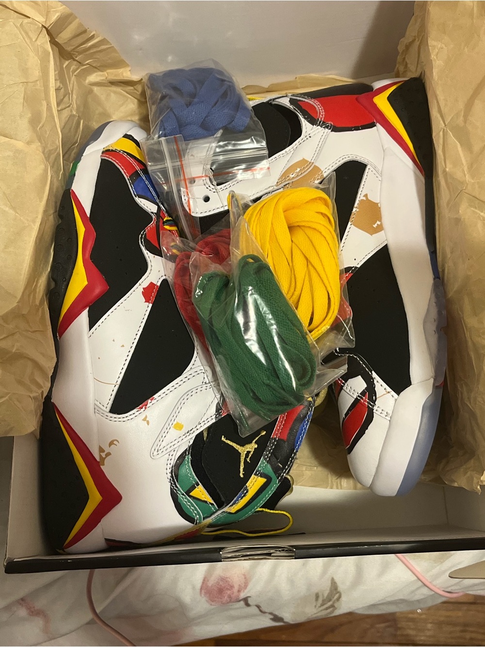 Jordan 7 women White Black Red & Gold Multicolor Sneaker